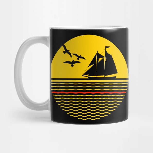 Tall Ship Sailing with Birds by Sailfaster Designs
